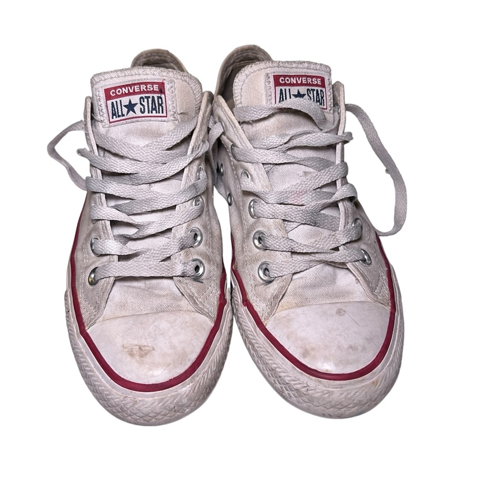 Women’s white original chuck Taylor tennis shoes size 8 1/2 very well worn